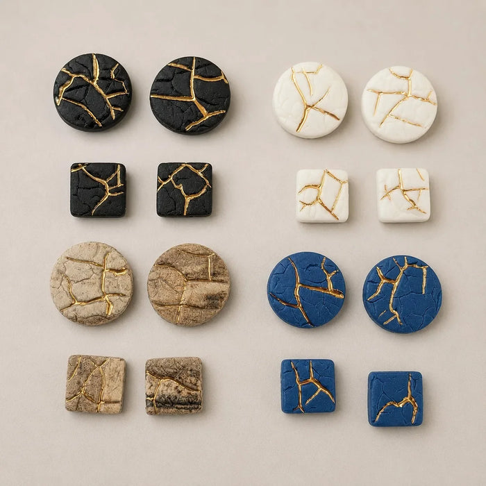 Golden crack earrings – handmade ceramic jewelry