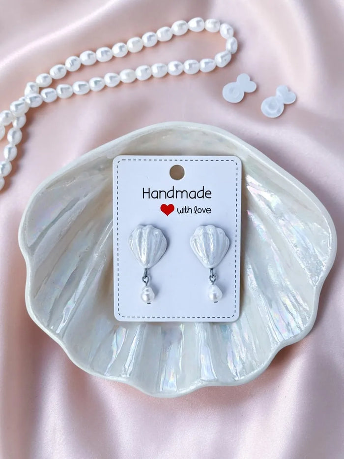 Sea shell earrings – handmade ceramic jewelry